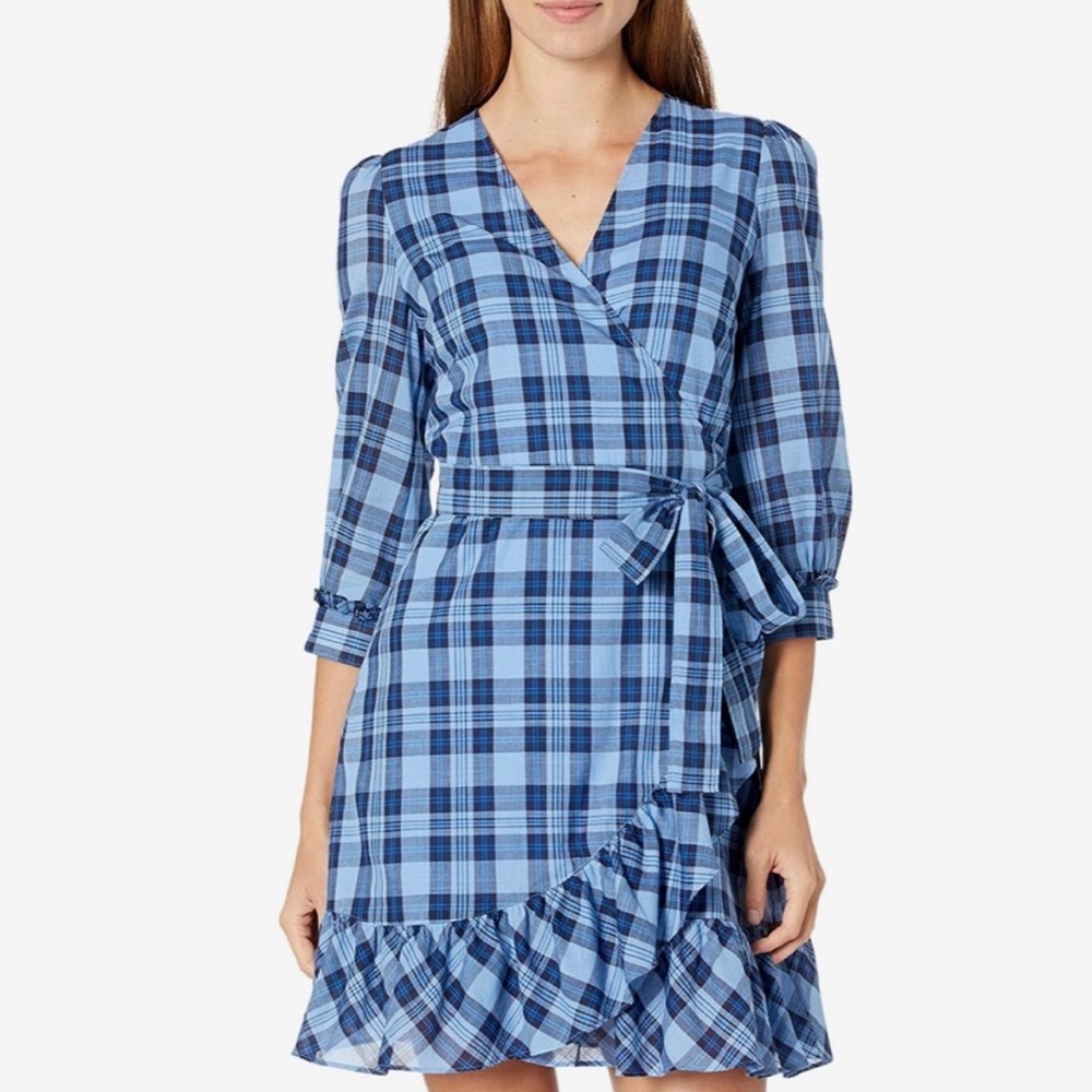 Draper James Reba Flutter Plaid Wrap Dress - image 1